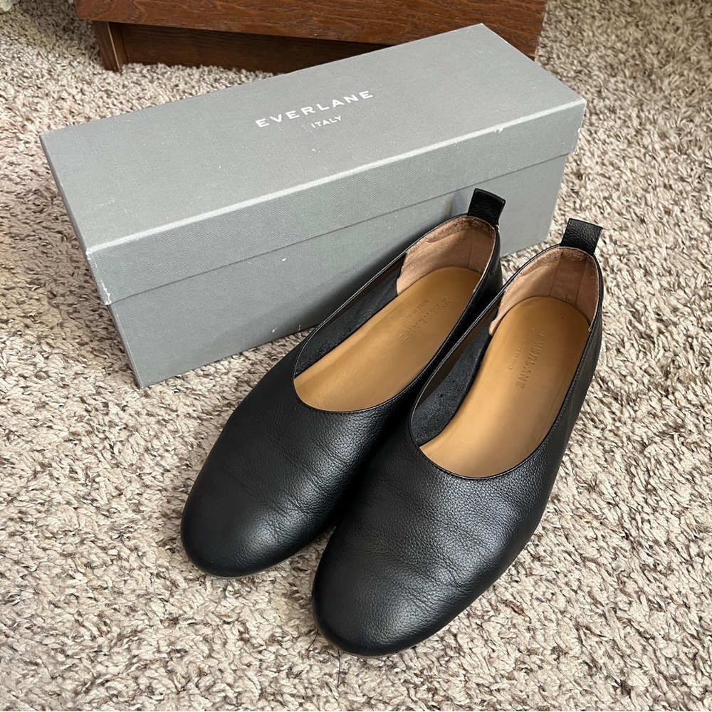 Everlane Day Glove Flats Italian Leather Black Women's Size 8